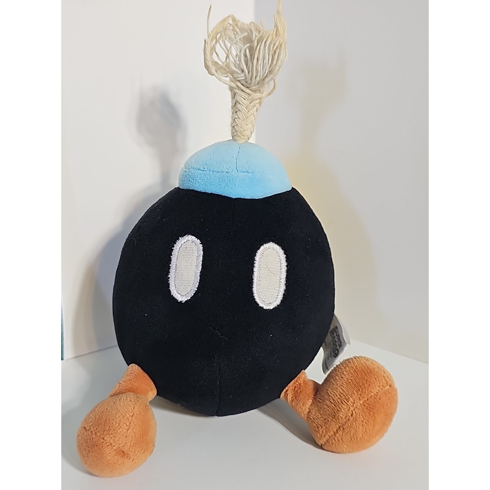 Super Mario Bros. Bob-omb‎ Black Plush Stuffed Toy w/ Yellow Wind-Up Key